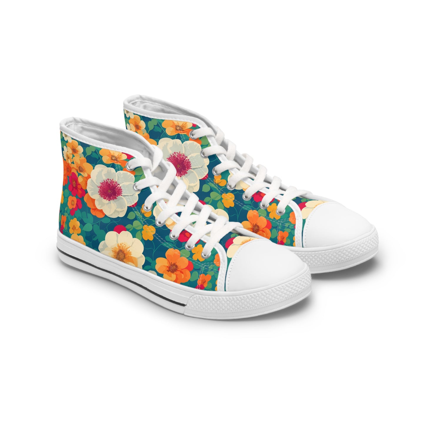 Vibrant Floral Garden High Top Sneakers