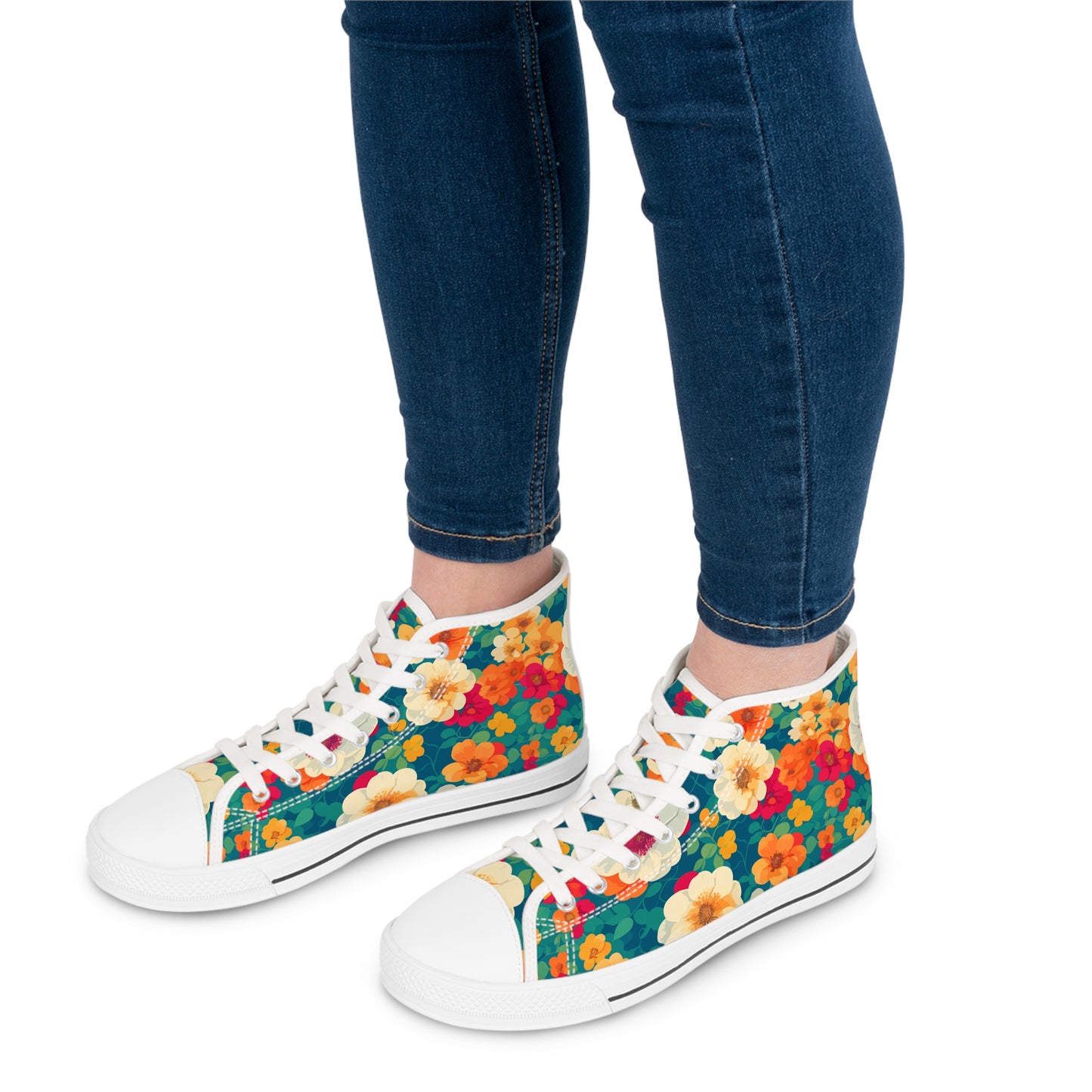 Vibrant Floral Garden High Top Sneakers